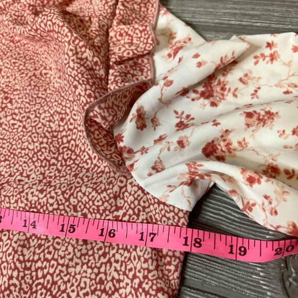 NWT Rachel Parcell floral pink cheetah ruffle top - Picture 7 of 10